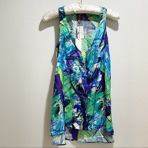RACHEL PALLY Silk Watercolor Snap Front Tank Dress